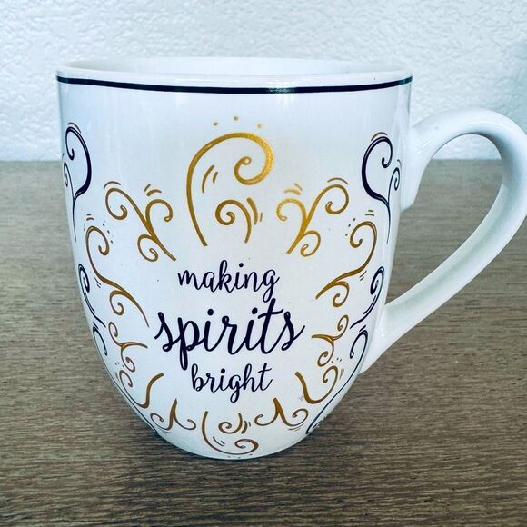 Fitz and Floyd Making Spirits Bright Christmas Holiday Ceramic Coffee Mug Cup - Picture 1 of 4